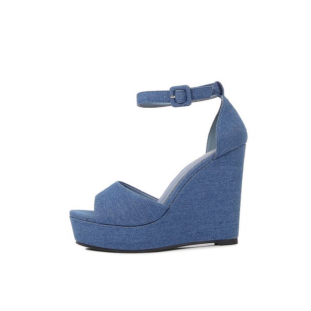 Suede Platform High Heels Women S New Fish Mouth Bag With A Line Belt Fashion Sandals_vogvips.com
