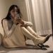 Korean Style White Pointed Toe High Over-the-Knee Thick Heel Slim Elastic Long Petite Rider Boots_vogvips.com