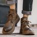 European Warm Series Large Size 45 Martin 2025 Autumn Winter Work Casual British Leather Boots Men's Fleece Lined Warm Trendy_vogvips.com