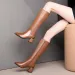 Winter Long Shoes Woman For Knee High Shaft Footwear Leather Womens Boots Fur Brown Pointed Toe Chic And Elegant Fashion_vogvips.com