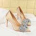 1983-H71 Wind Style Women's Water Diamond Bow Shallow Pointed Fine Ultra High Heels Single Shoes_vogvips.com