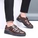 Summer Men's Sandals Made Of Cowhide, Breathable, Hollow Out, Non Slip, Casual, Middle-aged And Dad, Elderly, Leather_vogvips.com