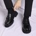 New Cross-border Casual Fashion Low-top Thick-soled Height-increasing Leather Shoes, Korean Style, Color-blocking,_vogvips.com
