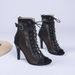 Summer New Women's High Heel Peep Toe Stiletto Black Mesh Sexy Breathable European And American Large Size Sandals_vogvips.com