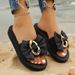 Lightweight Bowknot Platform Slippers Women 2026 Summer Plus Size 42 Flat Heel Slides Woman Casual Vacation Beach Flip Flops_vogvips.com