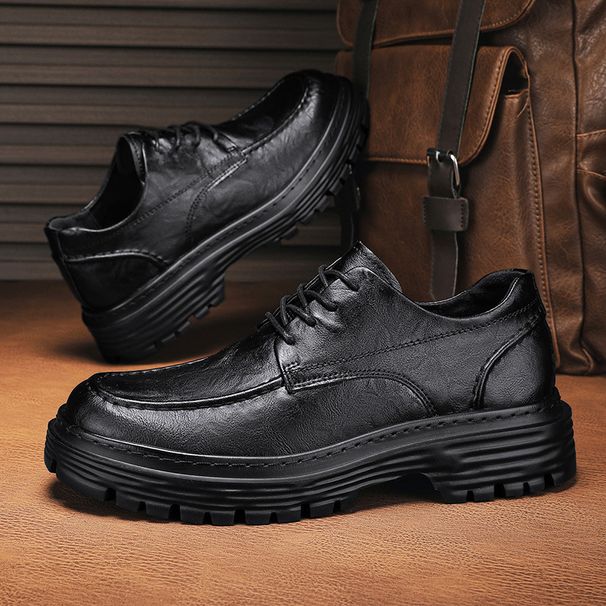 Men's Business Casual Lace-up Autumn And Winter New Trendy S, Two-layer Cowhide, British Style, Soft-soled Leather_vogvips.com