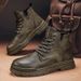 European Warm Series Martin Autumn Winter High-top British Style Casual Shoes Men's Soft Leather Brown Outdoor Work Short Boots_vogvips.com