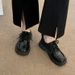 Small Leather Shoes For Women In The Spring And Autumn Of 2025, New British Style Soft Versatile Lace Up Black Work_vogvips.com