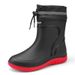 Single Shoe Midsole Waterproof Mouth Rain Boots 39-45_vogvips.com