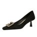 6183-K21 European American Style Banquet High-heeled With Suede Finish, Small Square Toe, Metal Rhinestone G-shaped_vogvips.com