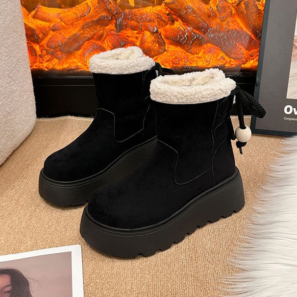 Thick-soled Muffin Heightening Snow Short Boots Children Fleece Warm Snow Cotton Shoes Outside_vogvips.com