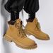 European Warm Series Side Zipper Martin Men High Top British Style Black Work Motorcycle Autumn Men's Shoes Height Increasing Mid-Top Short_vogvips.com
