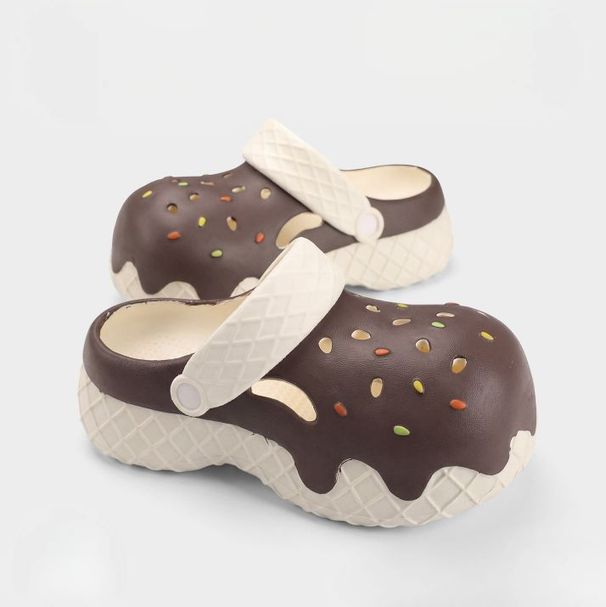 New Hot Selling Ice Cream Waffle Tube Slippers Breathable And Lightweight Sandals With Sprinkle Decor Casual Beach Daily_vogvips.com
