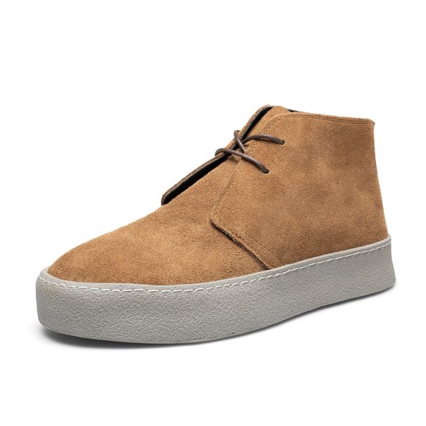 European Warm Series Men's Winter Short With Fleece Lining, Warm Yellow Martin Boots, Suede Desert Boots_vogvips.com