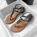 Chunky Heel Toe-post Strap S, Super Popular 2025 New Summer Model, Trendy Versatile Mid-heel Slip-on Beach Roman_vogvips.com