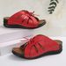 New Plus Size Roman Slippers For Women Wedge Heels And Thick Soles, Women's Sandals With Bow Decorations, Lightweight_vogvips.com