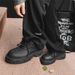 Men's Shoes Four Seasons Lace Up Solid Color Niche Leather Shoes Men's Outdoor Leather Thick Soled Work Shoes Fashionable New Black Big Toed Shoes_vogvips.com