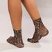 Leopard Large Flower Print Socks Summer Single Shoes Short Stockings High Elastic Comfortable Breathable Ultra-thin_vogvips.com