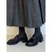 Super Soft Lambskin Loafers, Women's Camellia Gold Buckle, A Kick Of Small Leather Shoes, Thick-soled High-heeled Shoes_vogvips.com