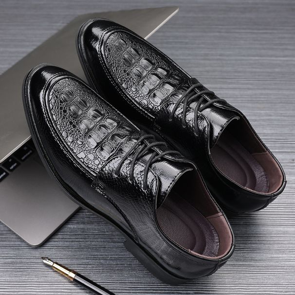 Men's Classic Crocodile-Pattern Dress Shoes – Stylish Business & Wedding Oxfords With Breathable PU Leather & Comfortable Rubber Sole_vogvips.com