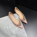 Women's Retro Slip-On Heel Sandals Rhinestone Pointed Toe Open Sides 4 Cm Height Increase Summer Women's Ballet Flats_vogvips.com