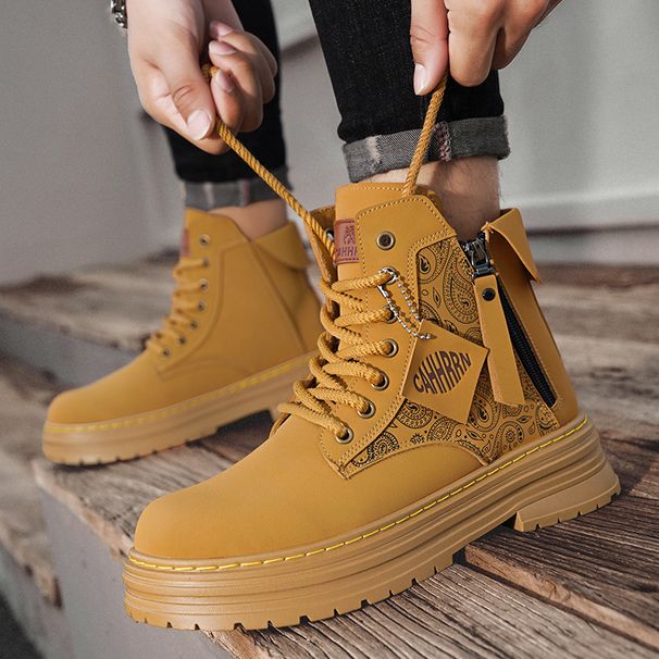 Autumn New Men' High-top Martin Work Boot Britih Style Korean Verion Veratile Motorcycle Outdoor Caual Trendy_vogvips.com