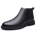 European Warm Series Wide Last Toe Side Chain Denim Style Trendy Men's Martin Boots Mid-Calf Warm Non-Slip Rubber Sole Single Cotton Shoes_vogvips.com