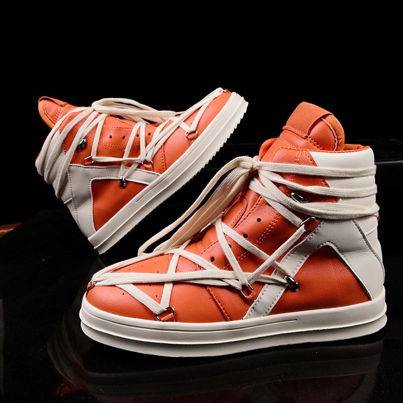 Men's Shoes Men's Harajuku Style Five Pointed Star RO Lace Up Trendy Shoes High Top Casual Shoes Martin Boots Motorcycle Boots_vogvips.com
