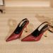 2026 Spring New Black Stiletto Heels With Thin Gold Straps, Pointed Toe Patent Leather Elegant Ankle Strap Sandals For_vogvips.com