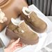 Thick-Soled Fleece-Lined For Women 2024 New Genuine Leather Autumn Winter Loafers Cotton Shoes Warm Snow_vogvips.com