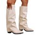 Women's Large Size Pleated High Heeled Fashion Boots Thick Heel Autumn New High Leg Trousers Boots_vogvips.com