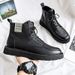 European Warm Series 2929 Martin Autumn Mid-Top Genuine Leather Casual Fashion Boots Men's Thick Sole Height Increasing British Style_vogvips.com