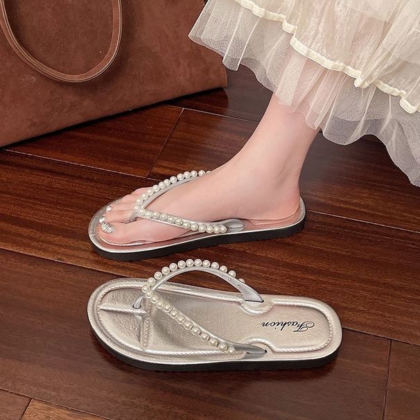 New Pearl Flip-flops Women, Summer Ins Fashion, Suitable For Outdoor Wear On The Beach, Non-slip Sandals, Recommended By_vogvips.com