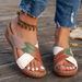 Women's Wide Width Wedge Sandals - Color Block Cross Strap Comfortable Slides_vogvips.com