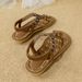 Women's Bohemian Flat Sandals Rhinestone Embellished Round Toe Open Toe European Style Flower_vogvips.com