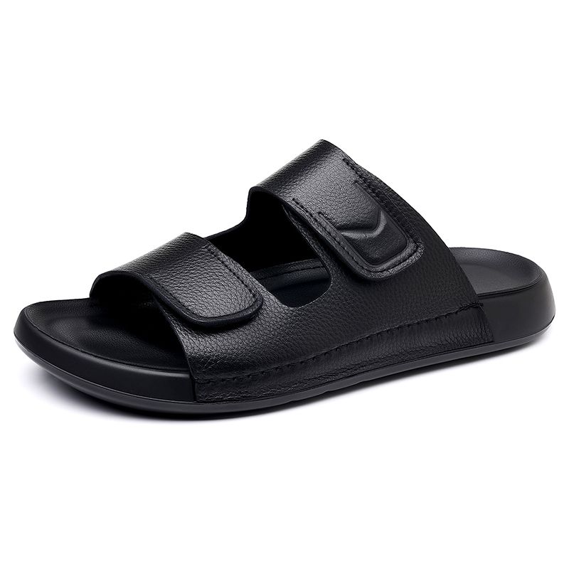 Fashion Men's Slippers Casual Leather Sandals Comfortable Beach Slides Lightweight Summer Flip Flops Man Outdoor Daily_vogvips.com