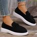 SHLIANG Large Size Thick Heel Slip-On Loafers Women's Retro Round Toe Casual Slope Heel Bean Bean Shoes Comfortable Breathable Rubber V0157_vogvips.com