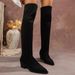 2025 Winter New Over-the-Knee Thick Long High Heel Slim Boots Suede Back Lace-Up_vogvips.com