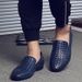 Fashion Men Black Braid Leather Casual Driving Men's Slip On Penny Loafers Moccasins 2019 New Style Leisure Shoes_vogvips.com