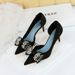 6168-AH3 Banquet Nightclub Slim Side Hollow Women's Shallow Mouth Pointed Rhinestone Bow High Heel Single Shoes_vogvips.com