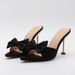 2025 Cross-Border European And American Sexy Pointed Toe Bowknot Stiletto Heel Slippers, Simple Solid Color, Plus Size,_vogvips.com
