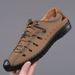 Summer new men's sandals leather casual shoes men's hollow breathable leather shoes men's shoes_vogvips.com