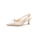 Qianluihui Sweet Style Fine Heel Pointed Fashion Satin Bow High Heels Summer Closed Toe Backless Sandals_vogvips.com