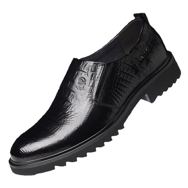 Euro Step Elderly Men's Leather Business British Style Derby Formal Black Casual Shoes Slip-On Soft Sole_vogvips.com