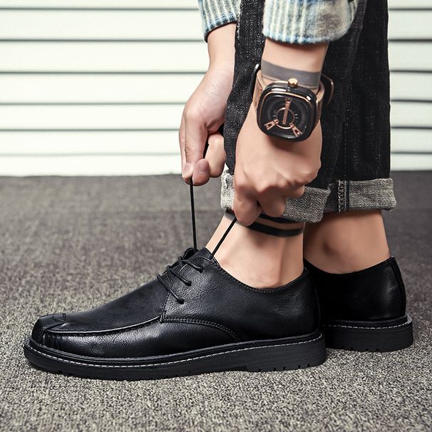 Euro Step 【】2025 Spring New Trendy Casual British Brogue Business Formal Men's Leather Shoes_vogvips.com