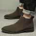 Extra Large Size Men's Breathable Wind Pointed Fur Short Boots High Top Leather Shoes Height Increasing Medium Top Martin Boots_vogvips.com