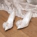Pearl Bow Detail Wedding Dress Shoes Champagne High Heels Women's White Wedding Footwear Elegant Bridal Footgear_vogvips.com