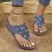 Rivet Flower Sandals, Size 43 Wedge Heel Women's Shoes, 2025 Pinch Toe Slippers_vogvips.com