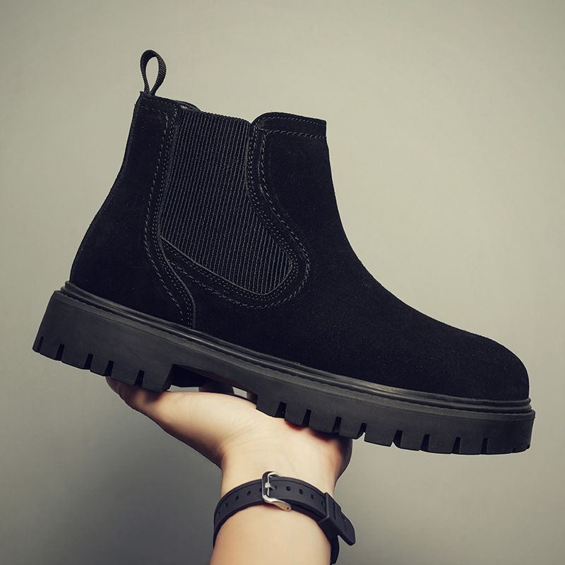 Martin Boots Men's High-top Korean Version Of Matte Leather Chelsea Boots Men's Breathable Mid-top Cigarette Boots_vogvips.com