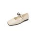 Genuine Leather French Niche Square Toe Sequin Buckle Mary Jane For Women 2025 New Fairy Style Matching Dress Flat Shoes_vogvips.com